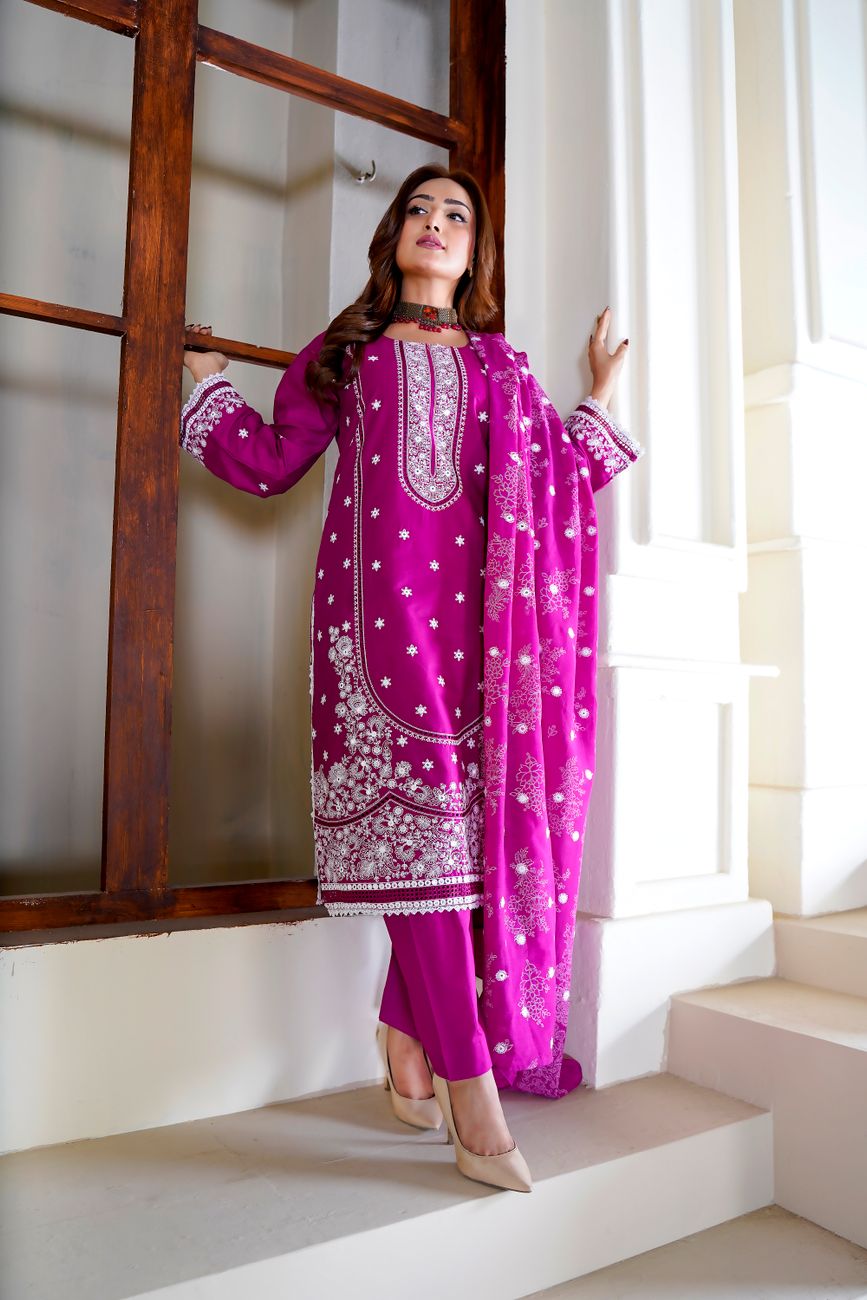 Elegant Embroidered Pink Dress Lahore