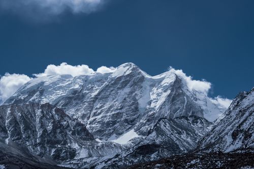 Free Stunning view of snow-covered Himalayan peaks under a clear blue sky. Stock Photo