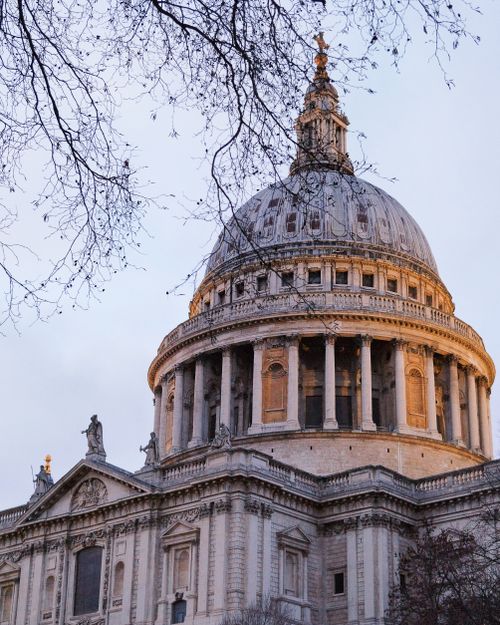 Free Beautiful view of St. Paul's Cathedral in London at dusk. Iconic landmark architecture. Stock Photo