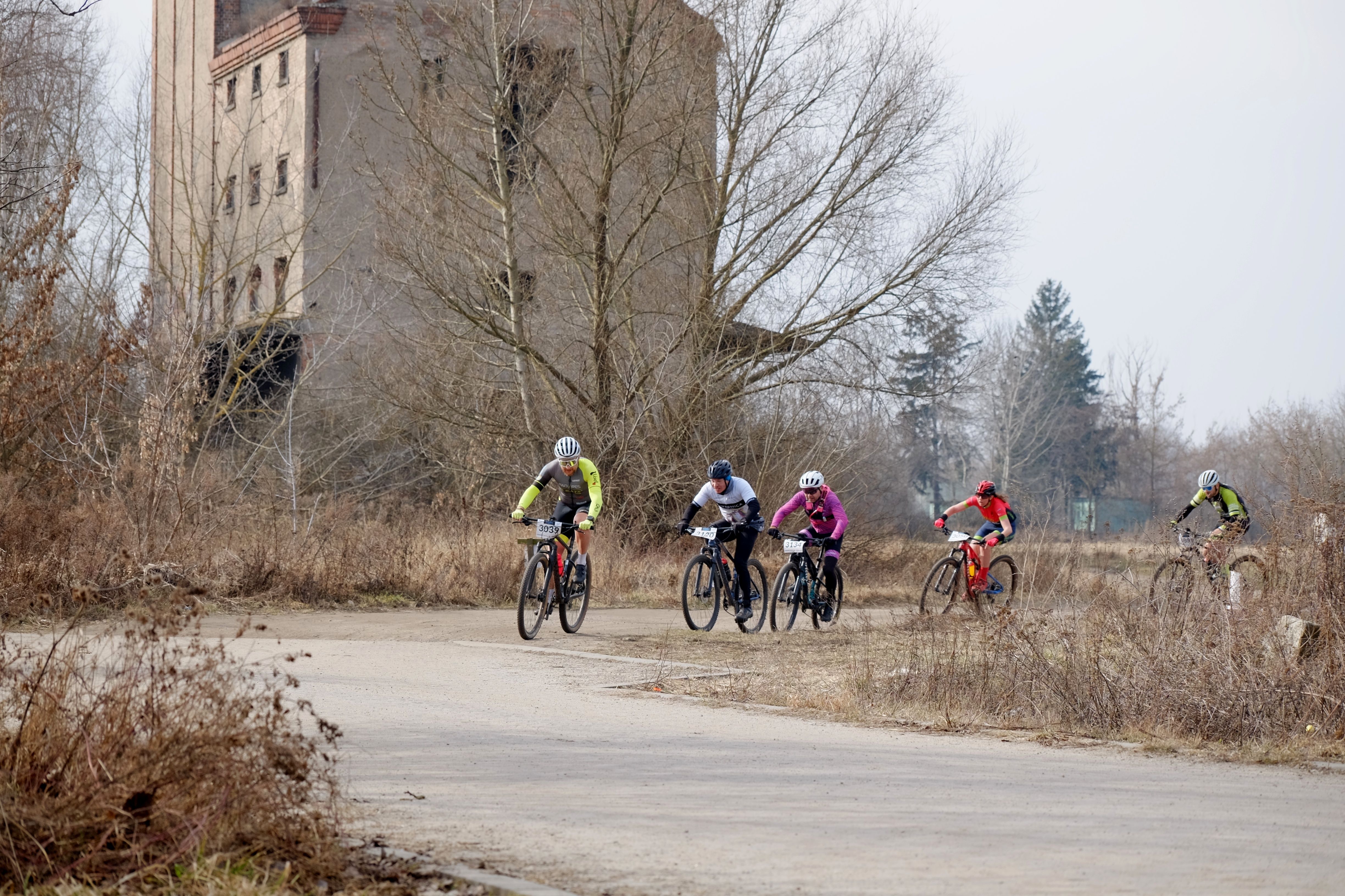 Cyclists Racing in Rural Setting during Fall · Free Stock Photo