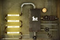 Industrial Wall Decor with Piping and Lights