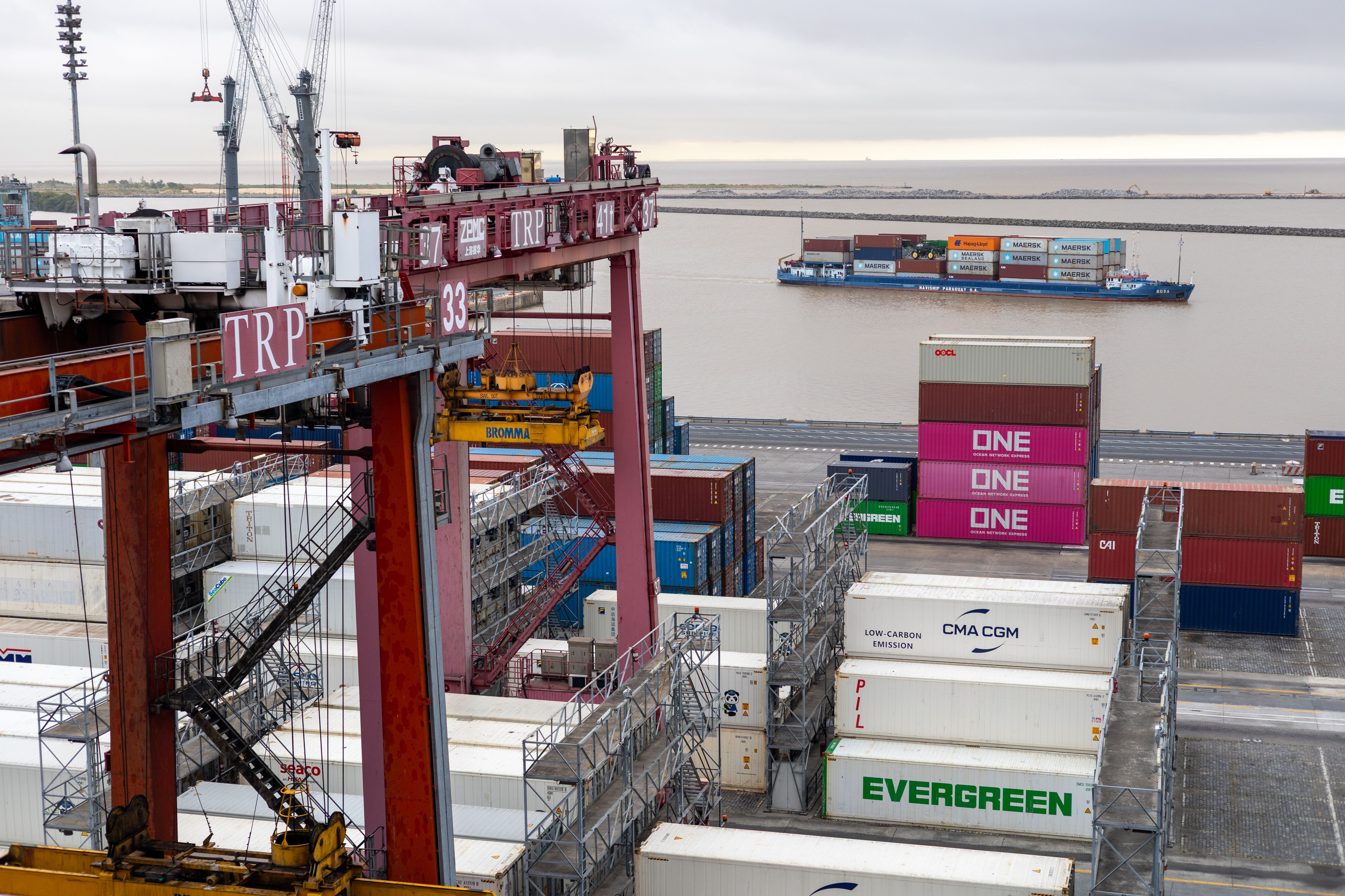 Aerial View of Shipping Containers at Port Terminal · Free Stock Photo