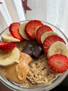 Oatmeal With Chocolate And Peanut Butter Cookie