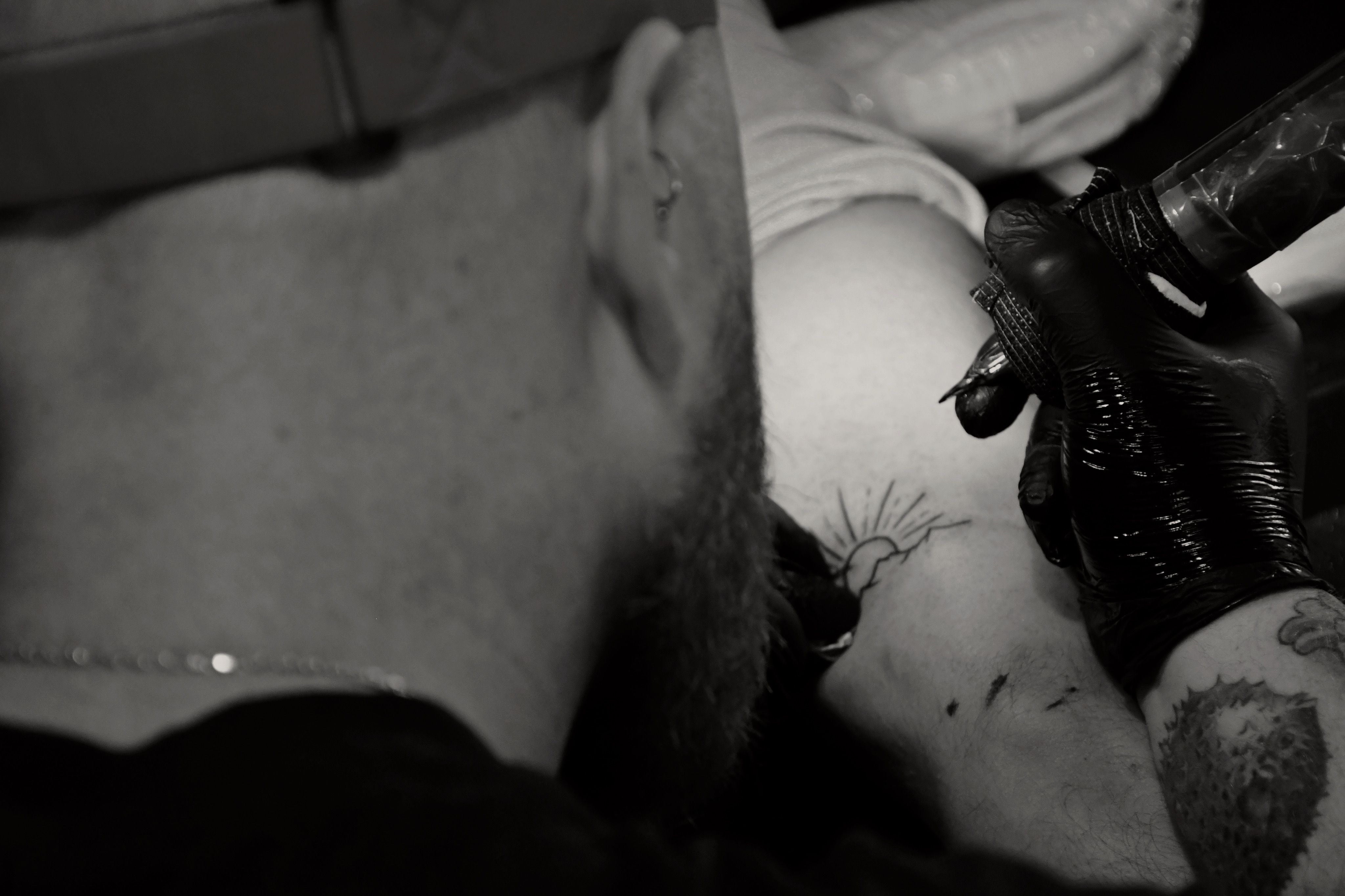 Geometric blackwork tattoo design