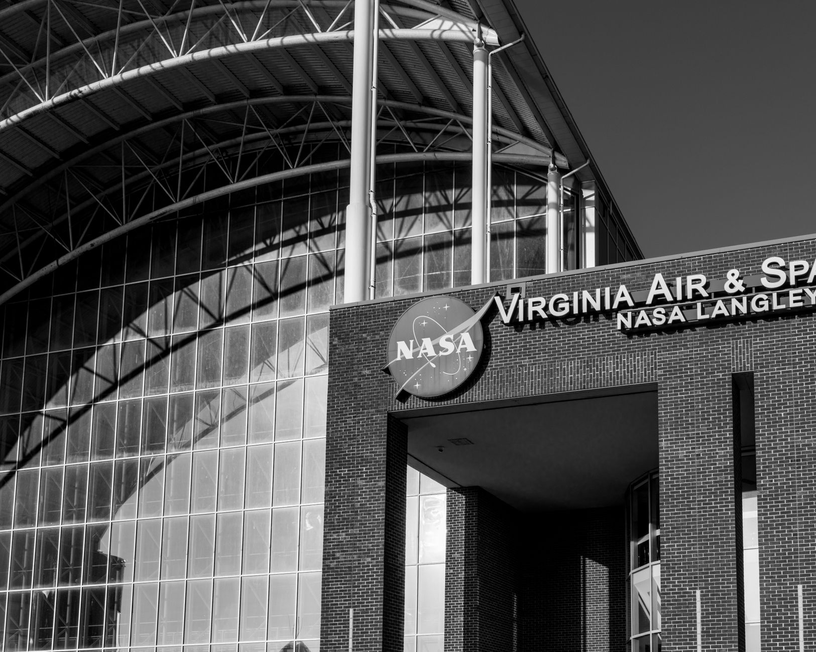 Black and white image of NASA Langley Research Center in Hampton, Virginia.