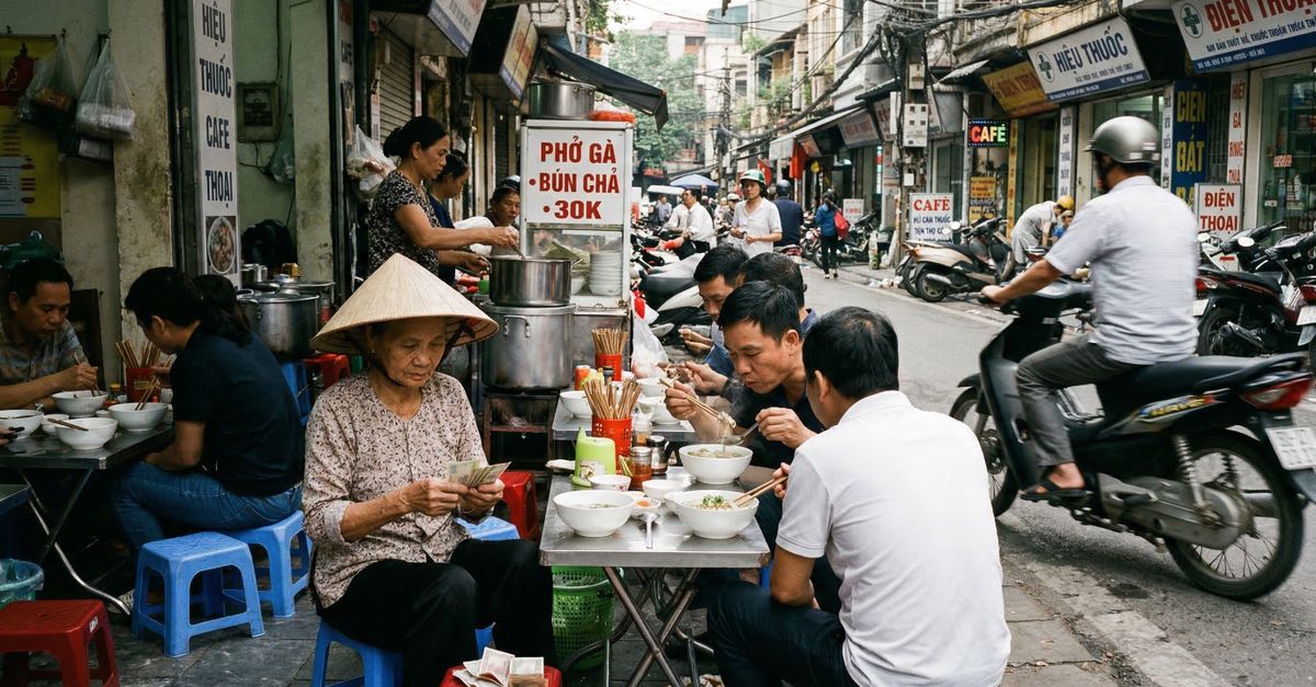 Bun Cha Ca as locals eat it, Vietnam