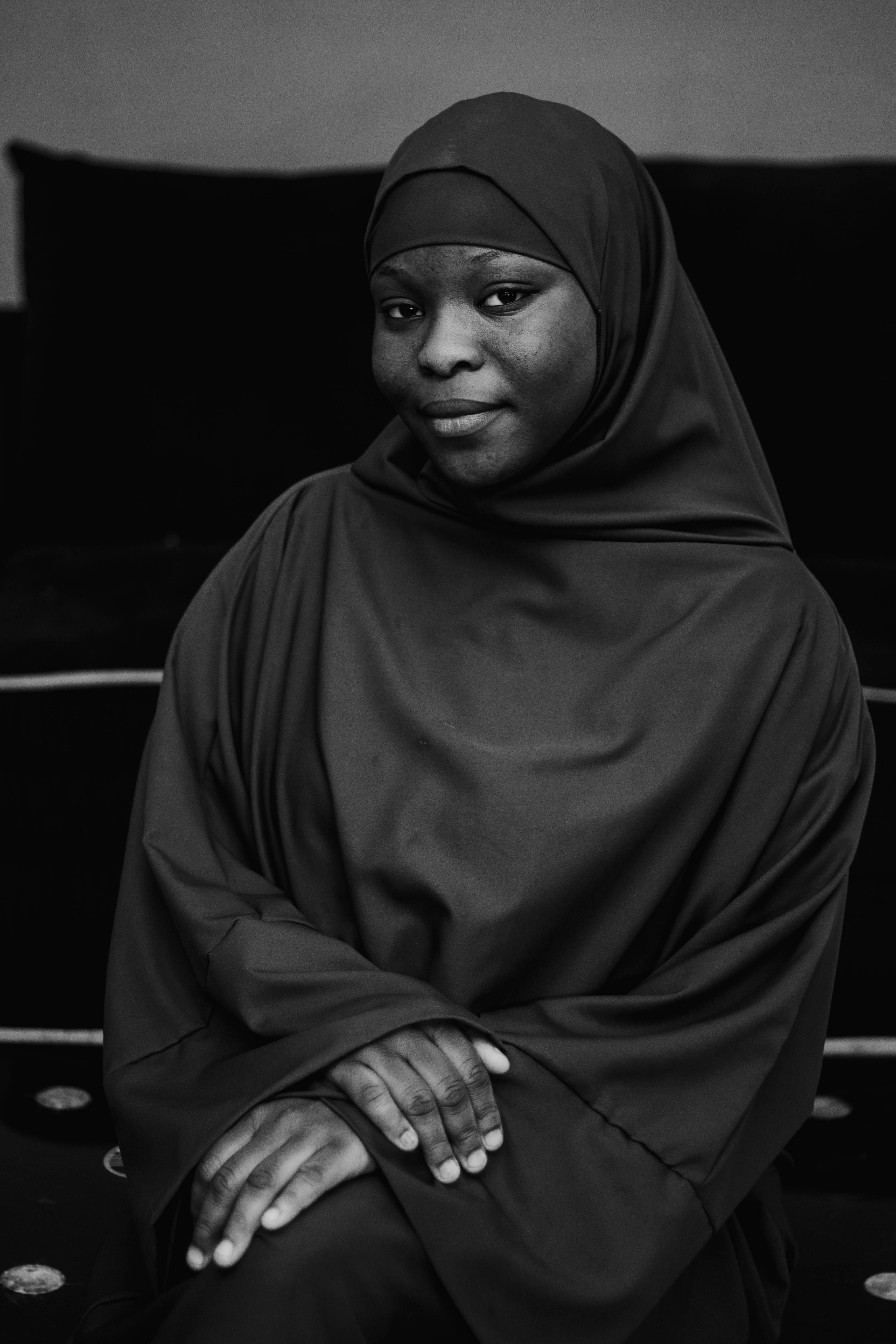 Black and White Portrait of a Woman in Hijab · Free Stock Photo