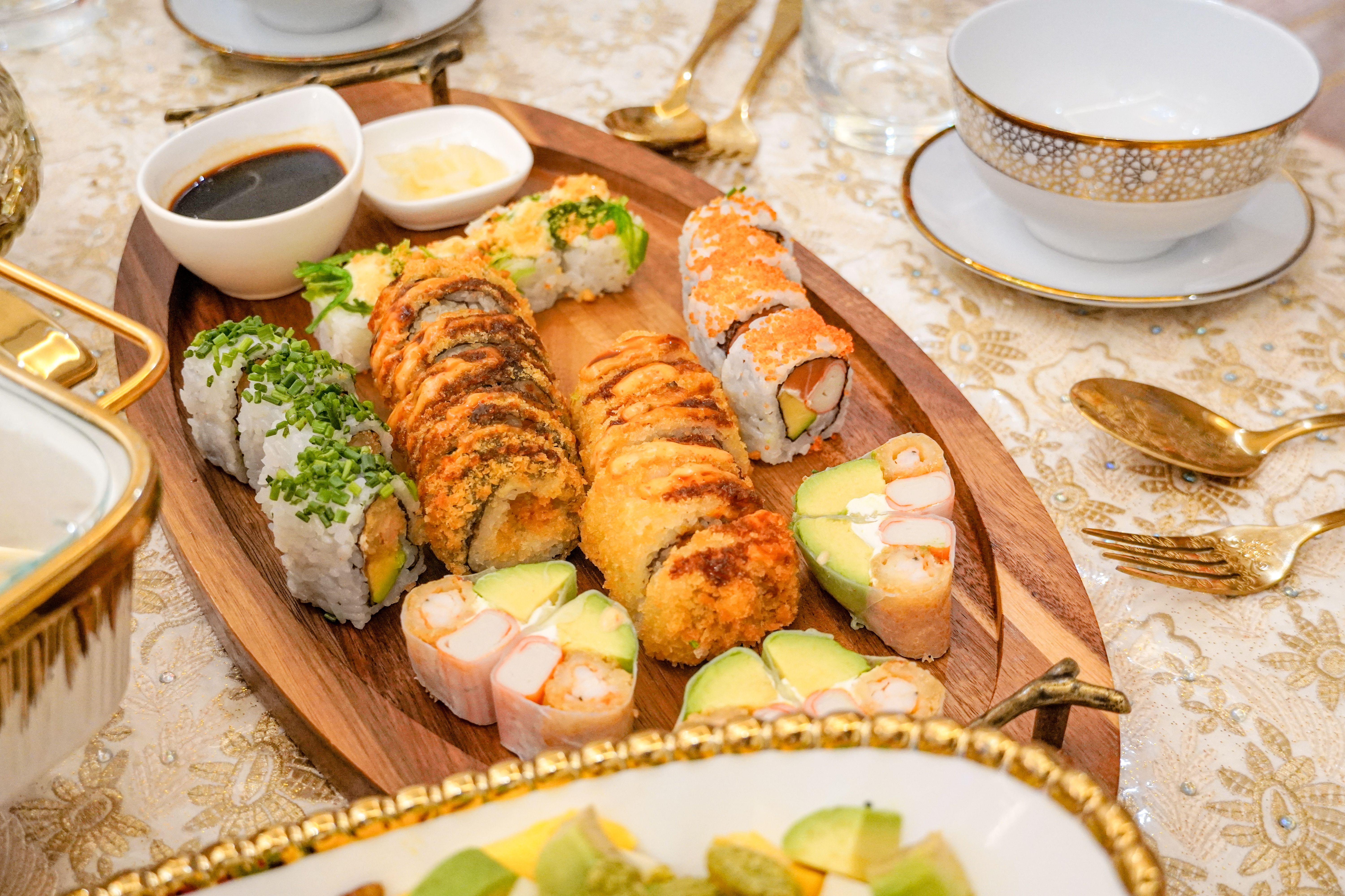 Coconut Sushi with Garlic Greens