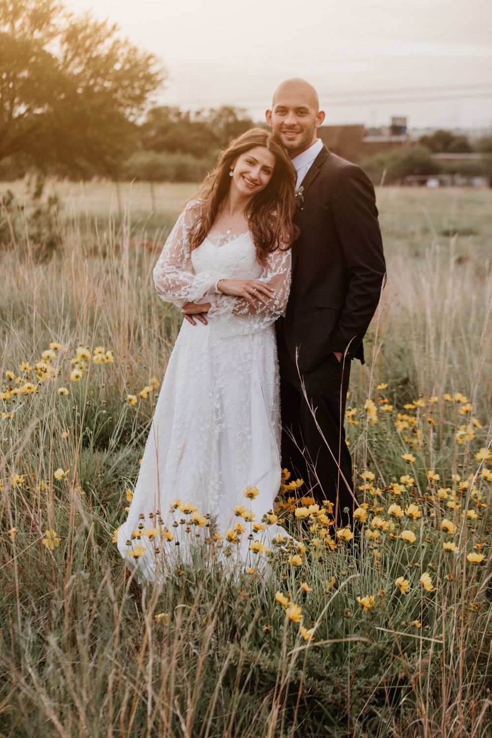 Wedding field sunset