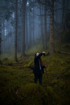 Person explores a foggy forest in Rize, Türkiye, capturing the mystical atmosphere.