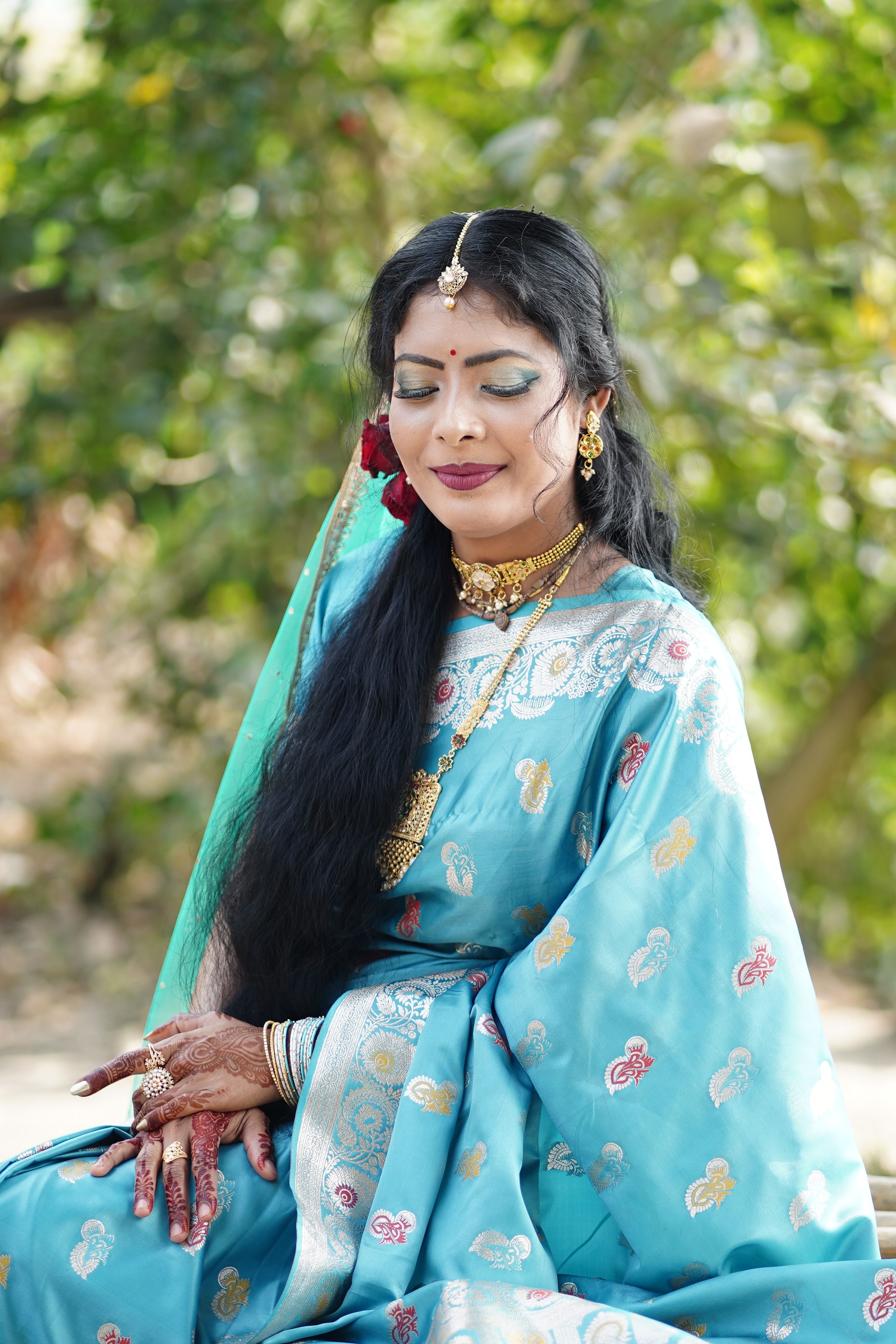 Traditional Indian Woman in Elegant Saree Outdoors · Free Stock Photo