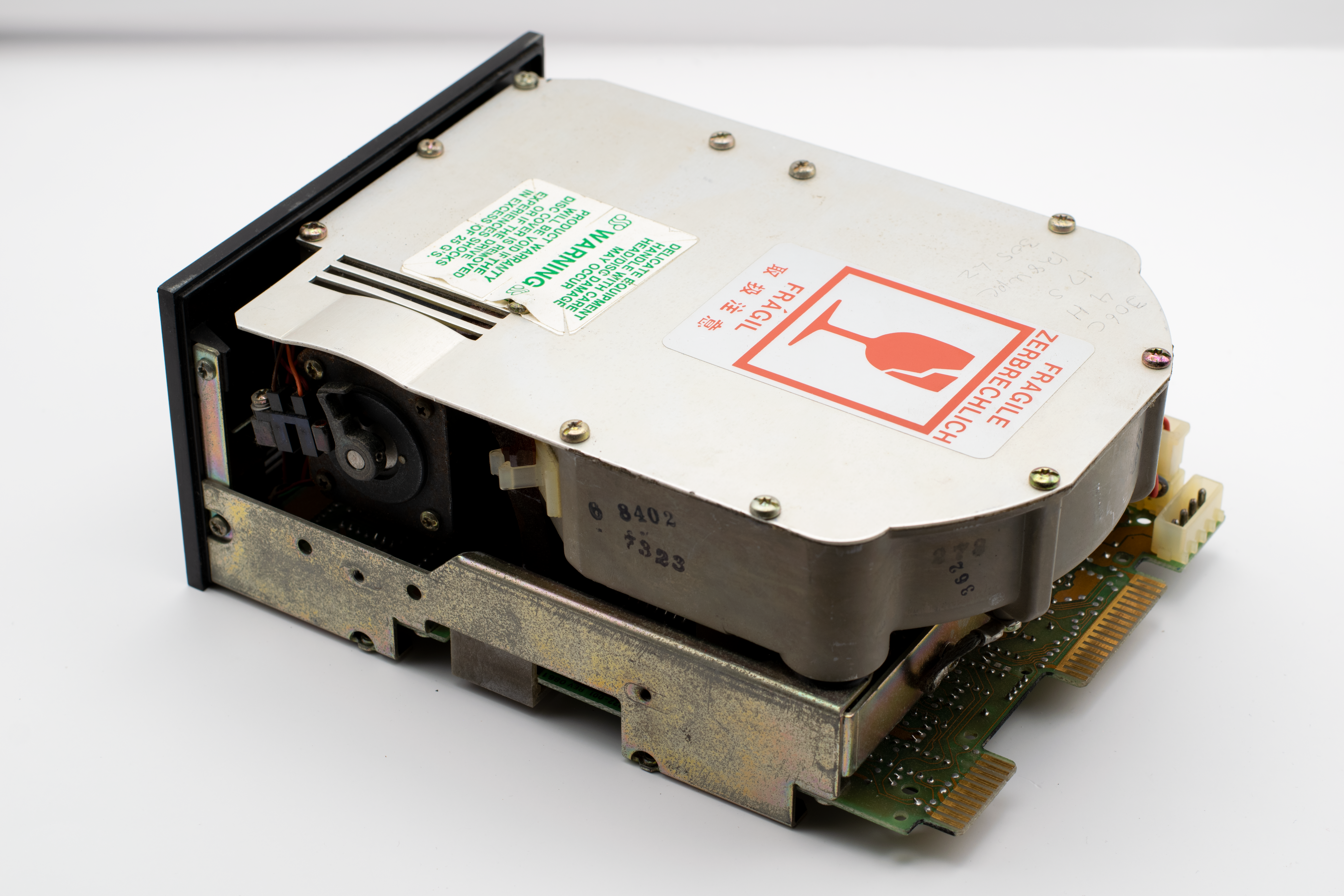 Old computer hard drive showcasing vintage computing technology.