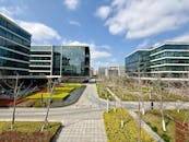 Modern Business District with Green Spaces