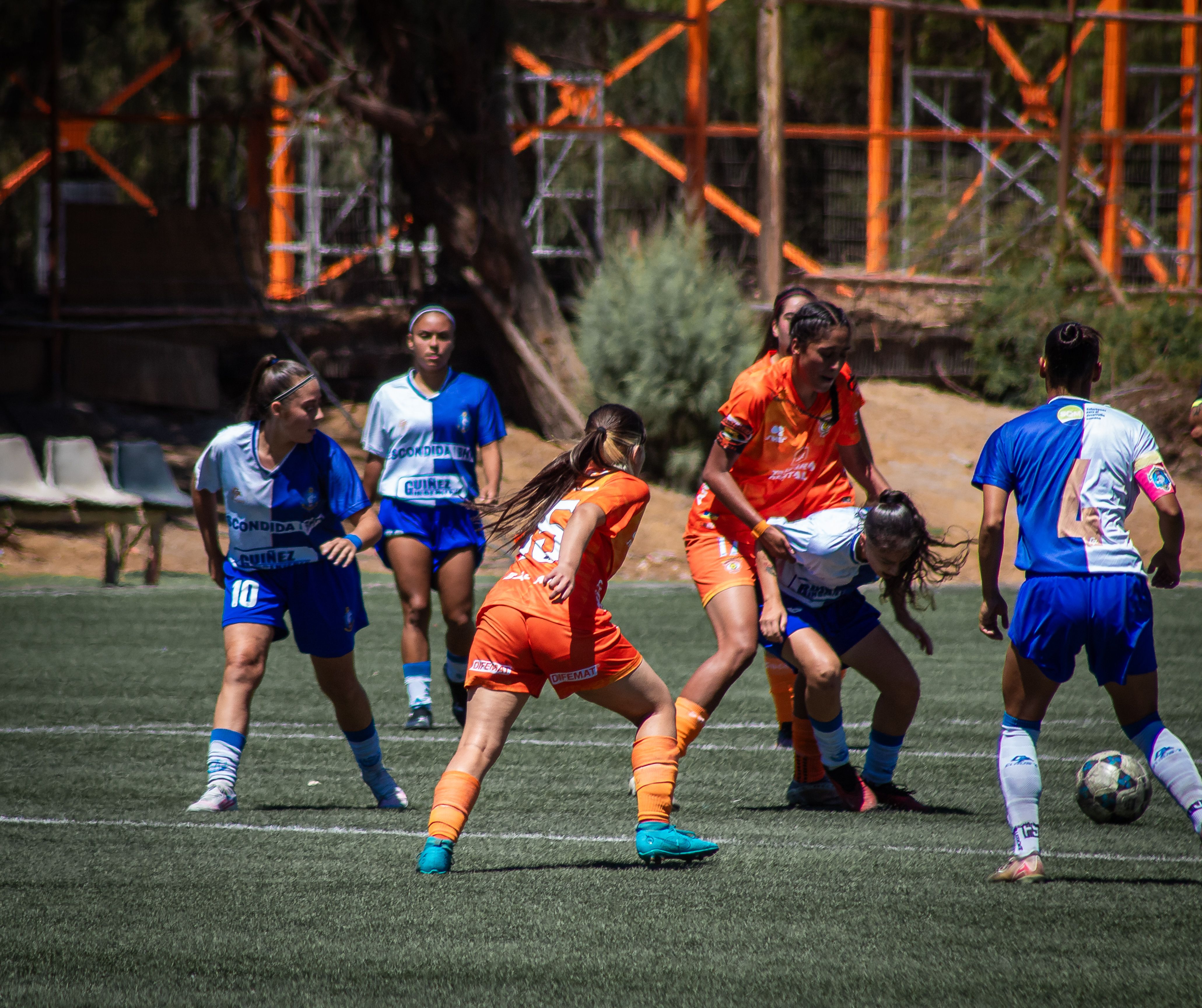 Competitive youth soccer action