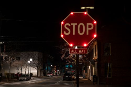 Free stock photo of calm night street, city lights, city road Stock Photo