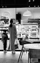 Monochrome Scene of Family in a Bakery