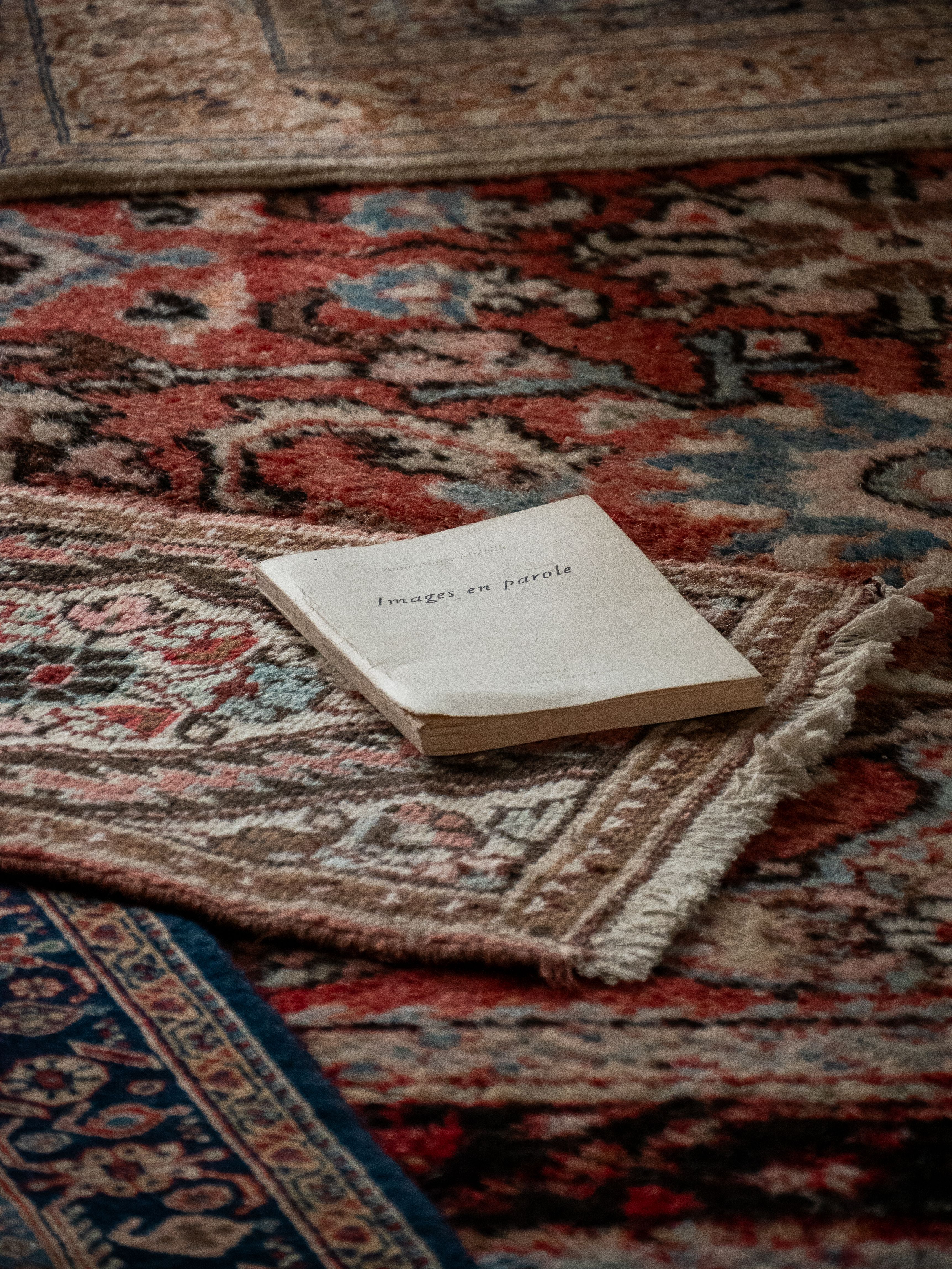 Vintage Book on Ornate Persian Rug Background · Free Stock Photo