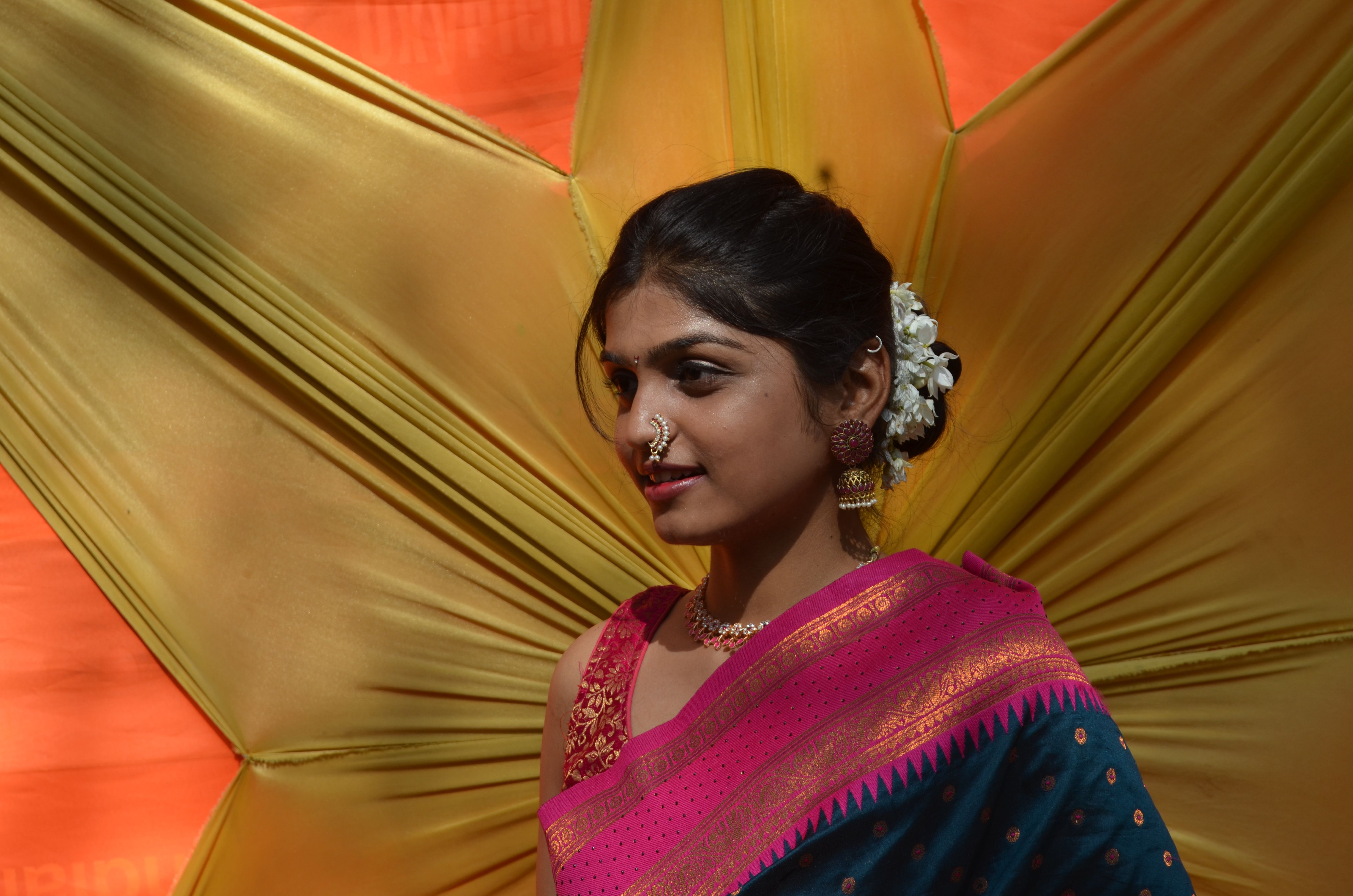 Elegant Woman in Traditional Indian Saree · Free Stock Photo