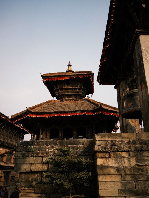 Free Detailed view of historic temple structures in Kathmandu, Nepal, showcasing traditional Newari architecture. Stock Photo