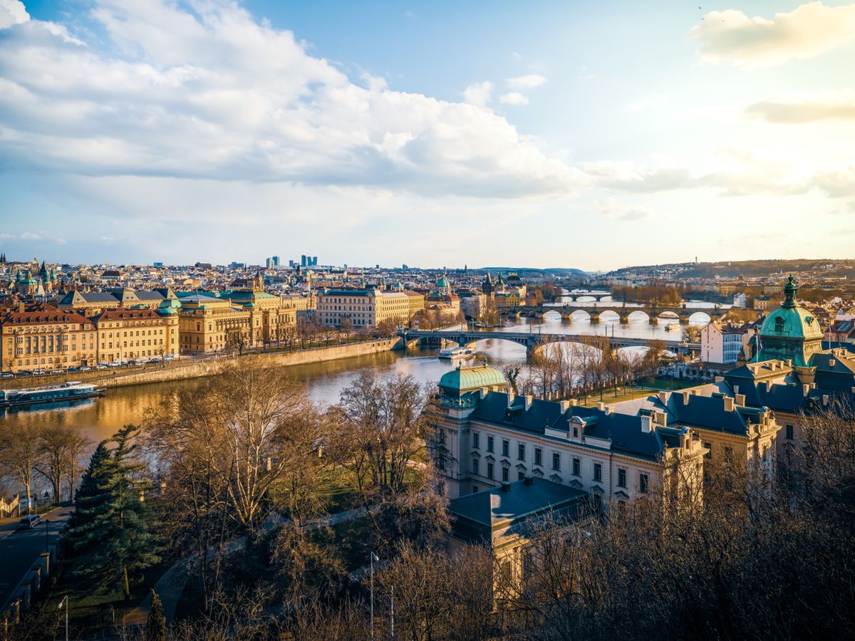 Puentes de Praga al atardecer