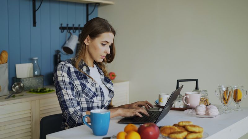 simple lunch plate next to a closed laptop