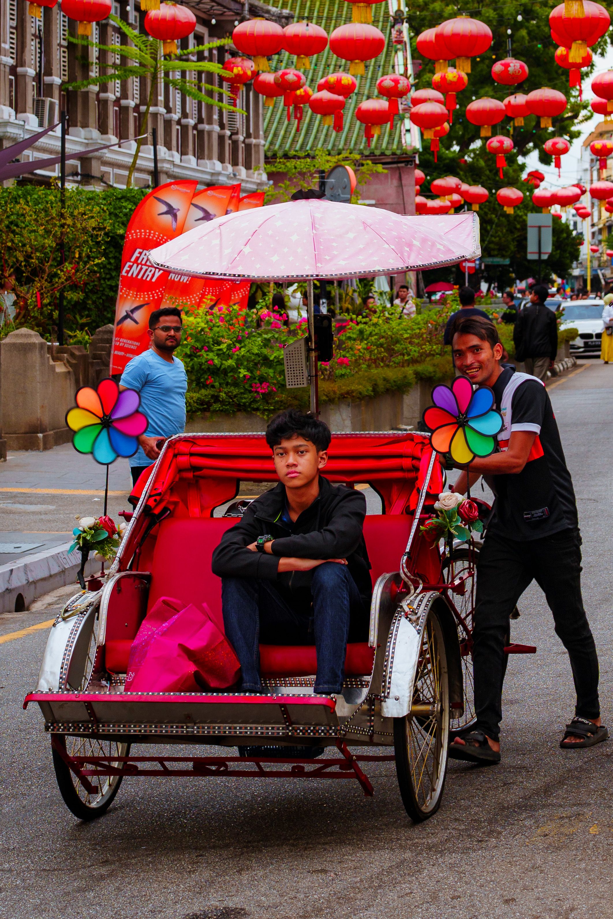 Colorful Rickshaw Ride During Street Festival · Free Stock Photo