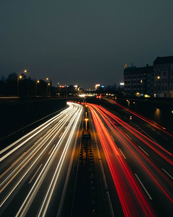 Dynamic Light Trails on Berlin Highway at Night · Free Stock Photo