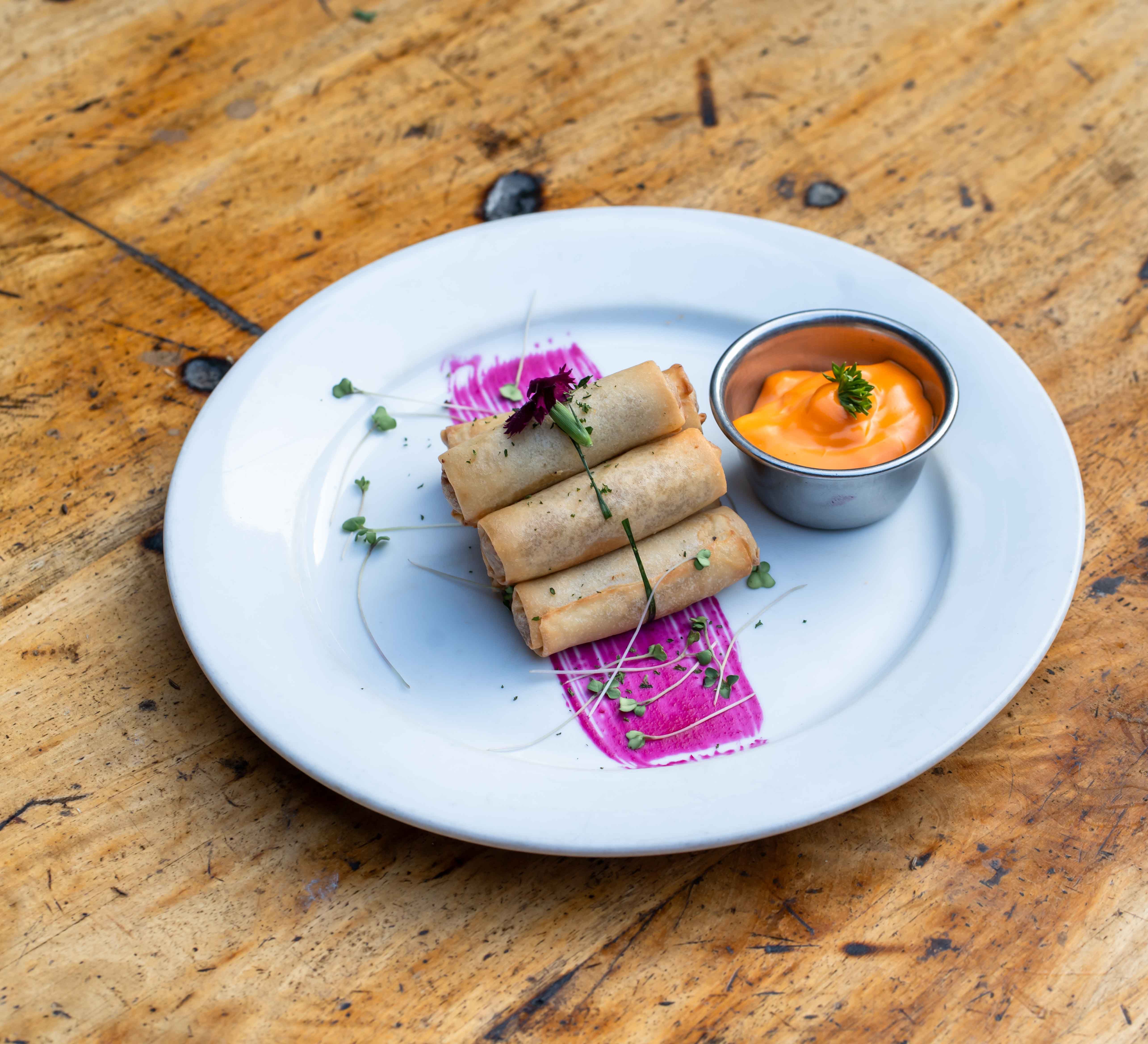 Loaded Spring Rolls with Melted Cheese