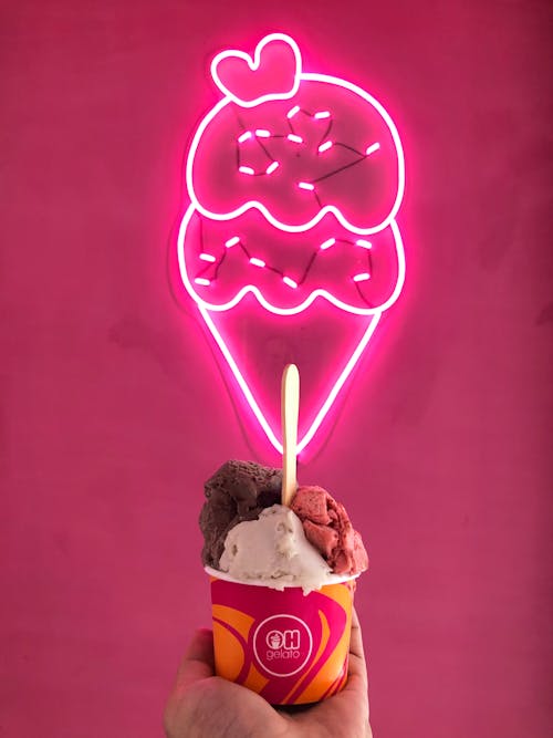 Free Pink and Brown Ice Cream Stock Photo
