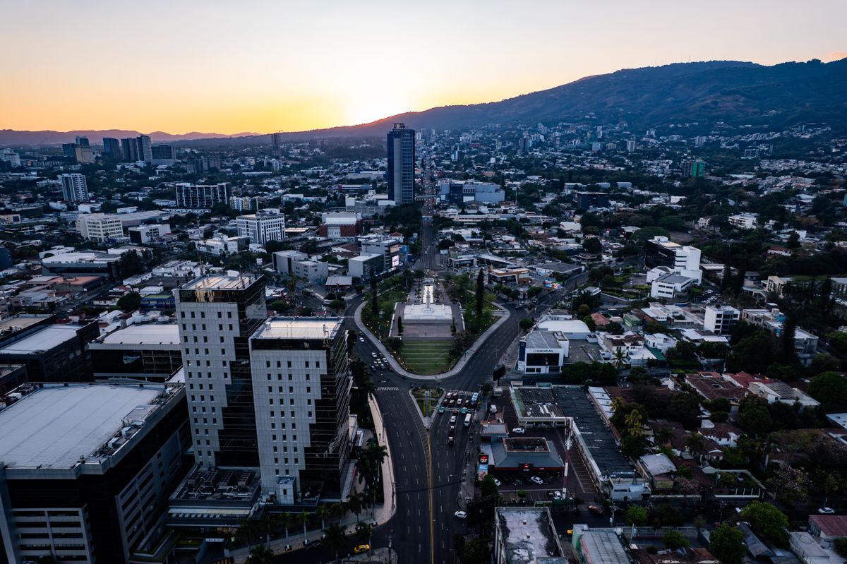 Aerial View of San Salvador's Monumento al Divino Salvador del Mundo ...