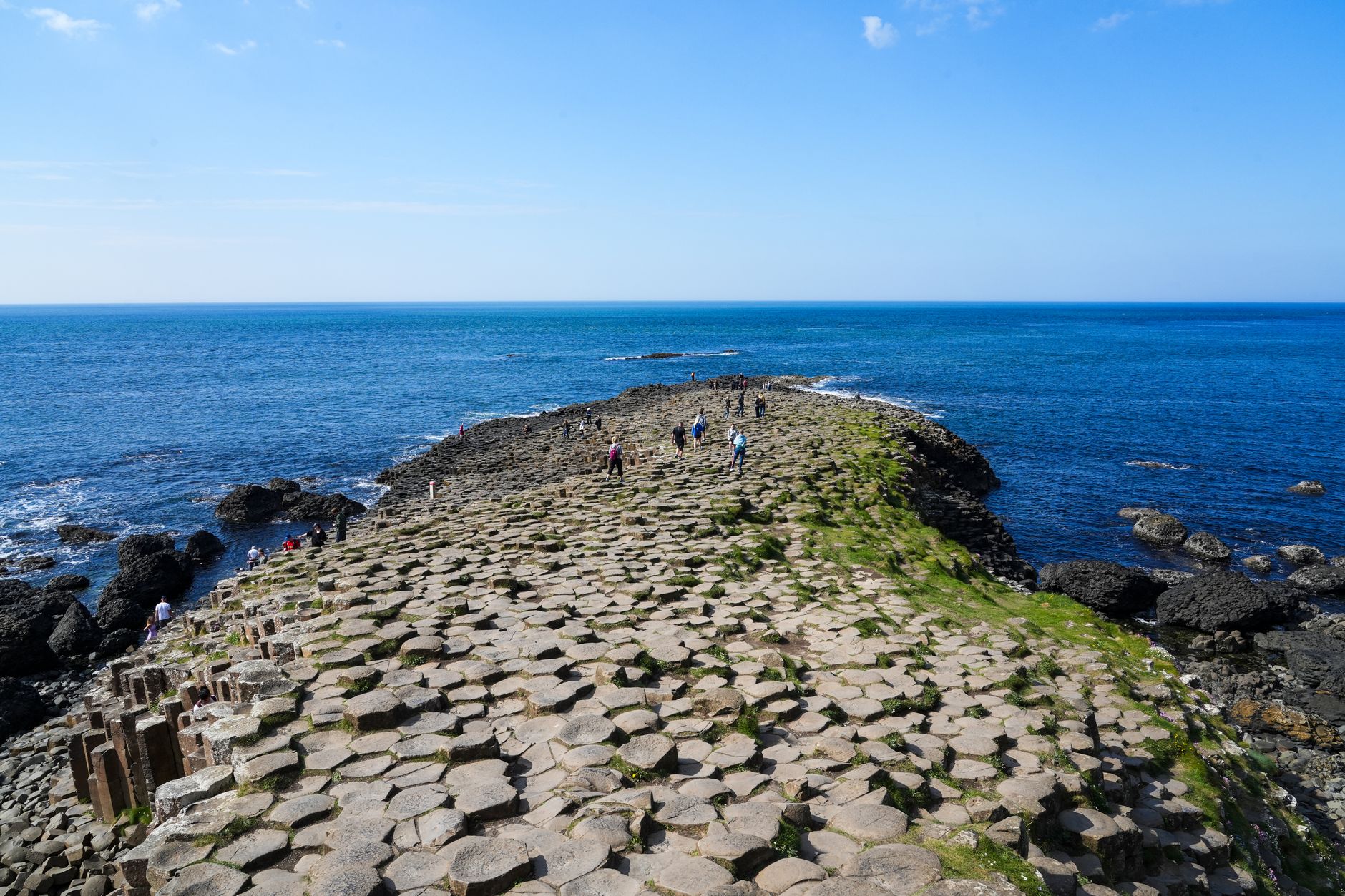 A stunning view of the Giant's Causeway, with its unique basalt columns, in Northern Ireland.