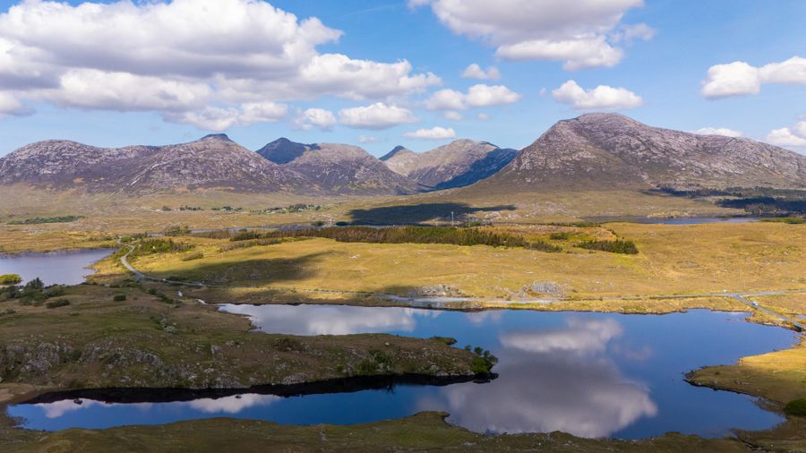 Connemara mountains reflected in a still lake