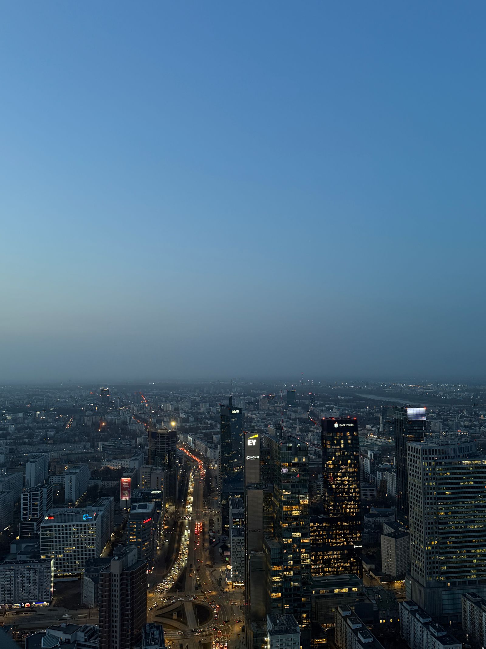 Aerial View of Warsaw Skyline at Twilight · Free Stock Photo