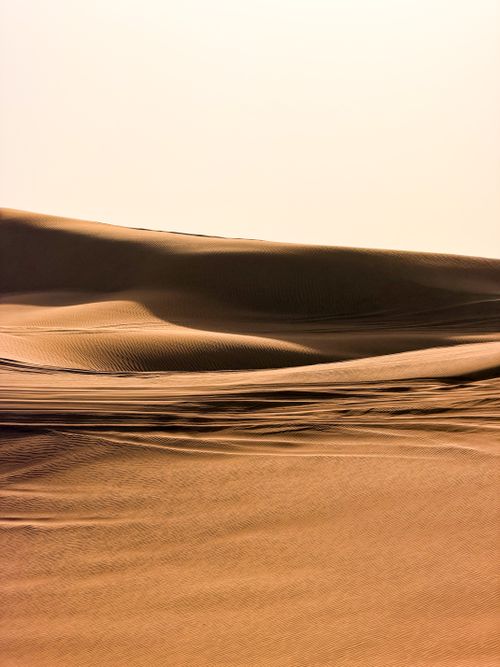 Free Explore the expansive golden sand dunes of Dubai's serene desert, capturing the essence of tranquility and natural beauty. Stock Photo