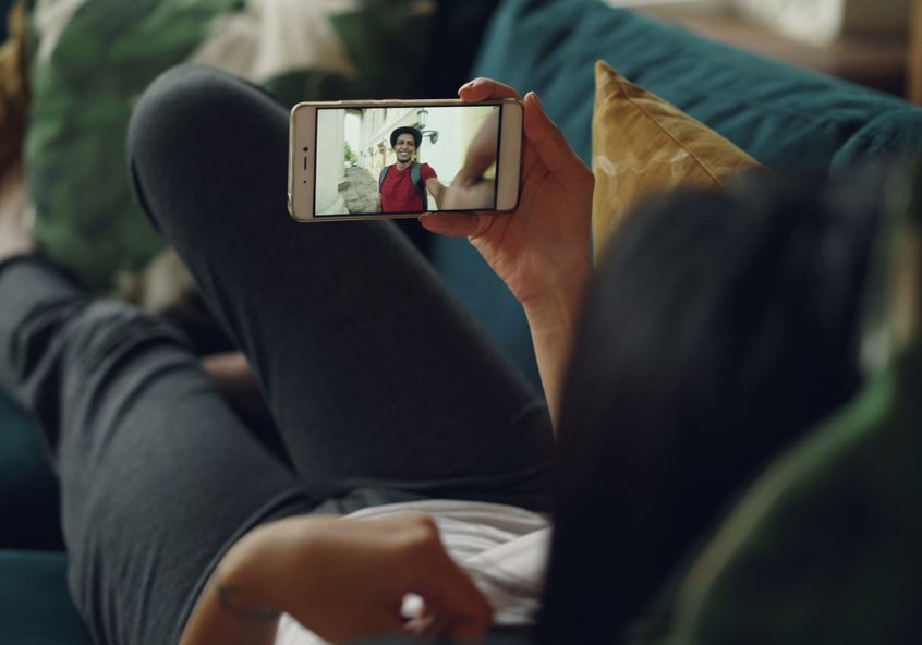 couples video calling on laptop for online dating