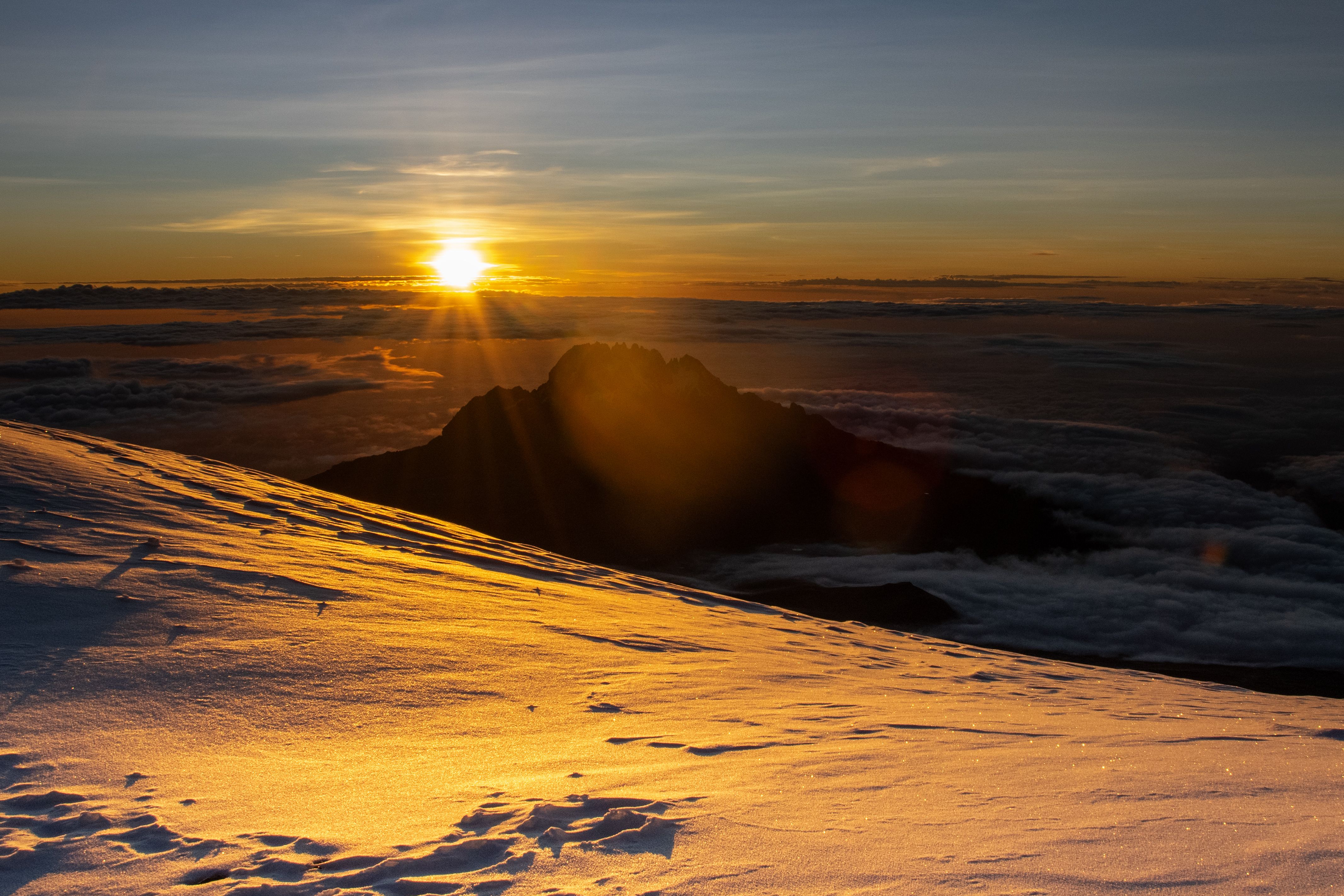 Beautiful Sunrise Over Snowy Mountain Landscape · Free Stock Photo