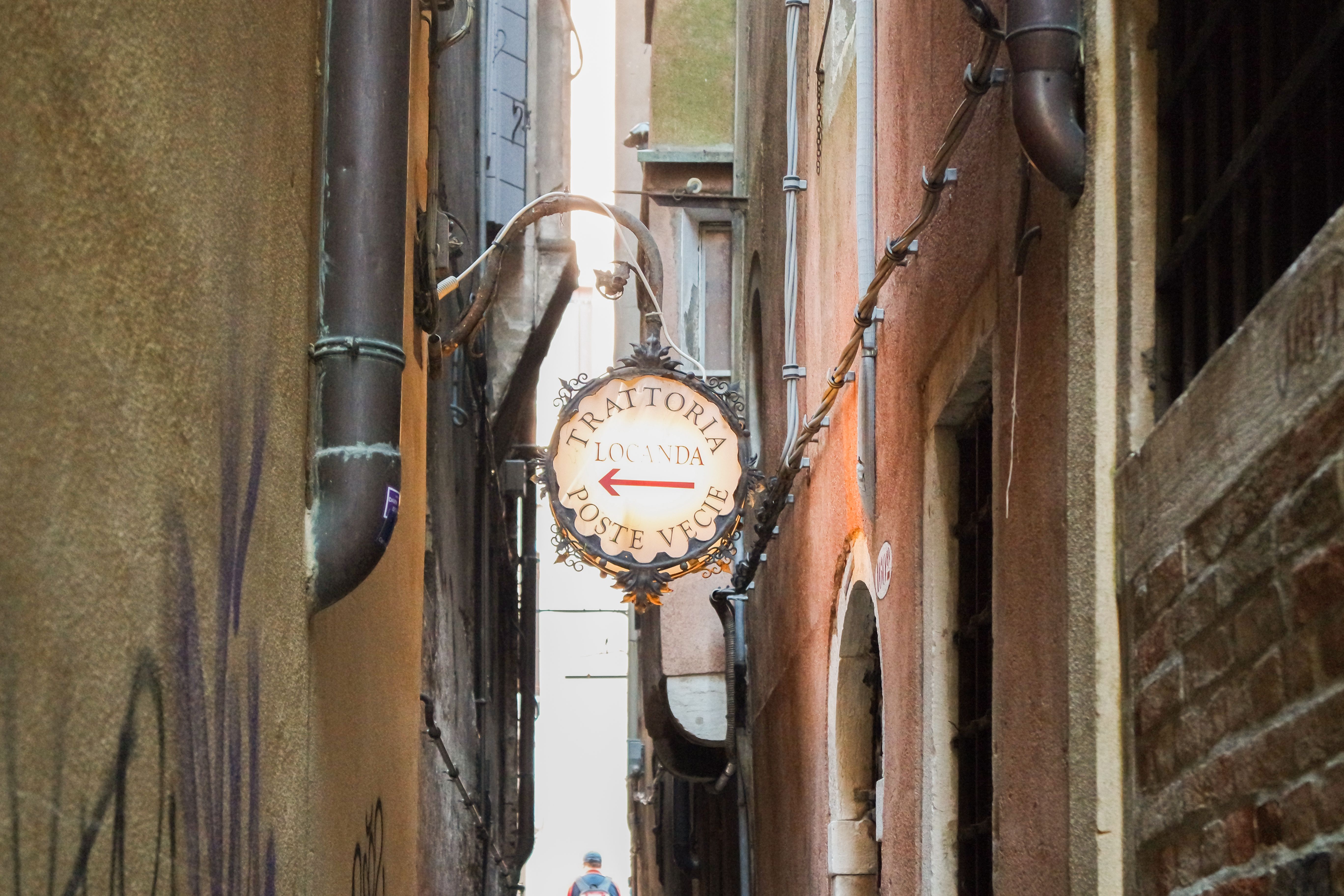 A charming, non-touristy trattoria on a side street in an Italian city