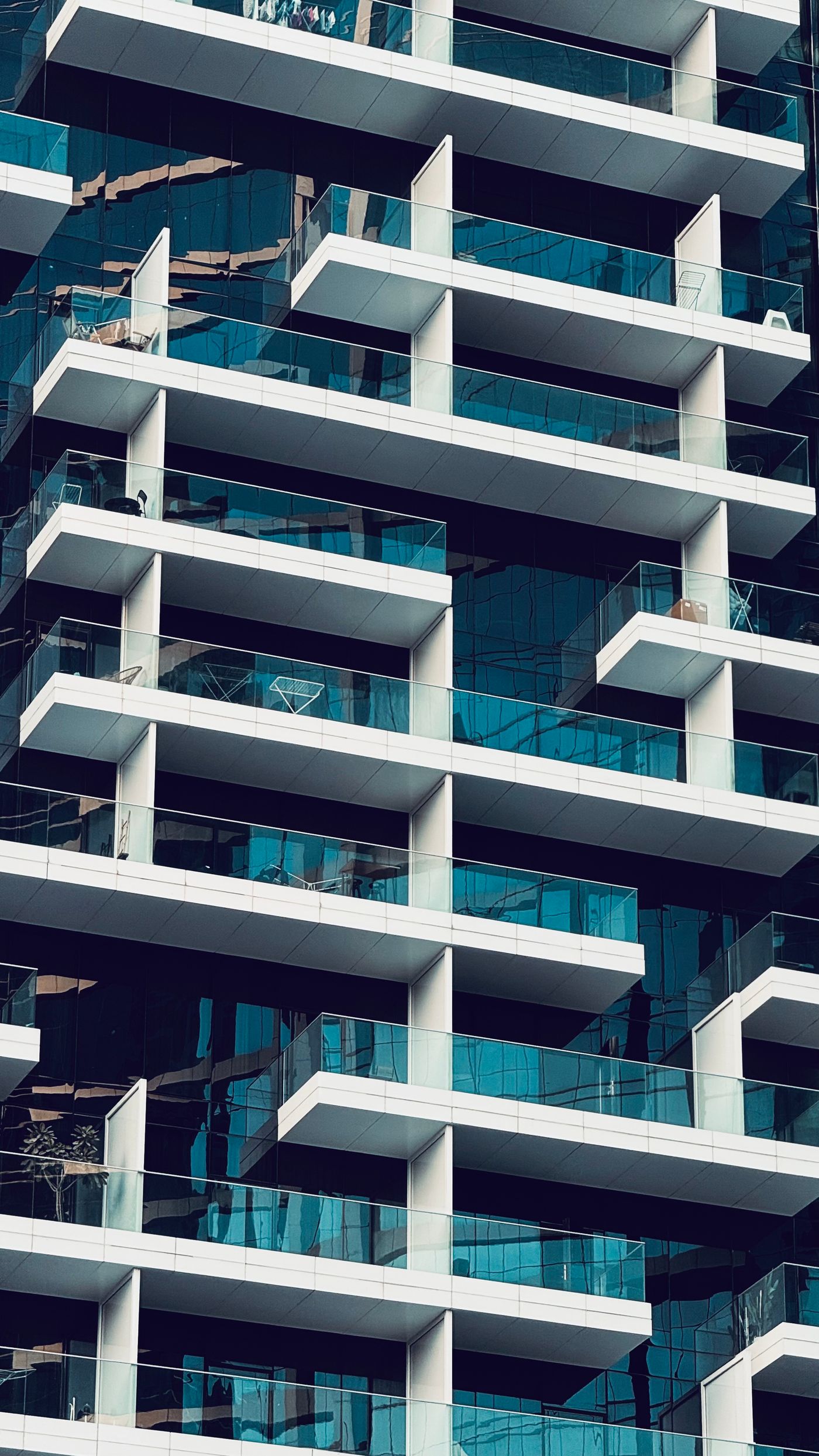 Contemporary residential apartment building facade in Dubai