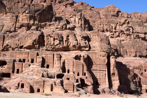 Free Stunning ancient rock-cut facades in Petra, highlighting historical architecture in Jordan. Stock Photo