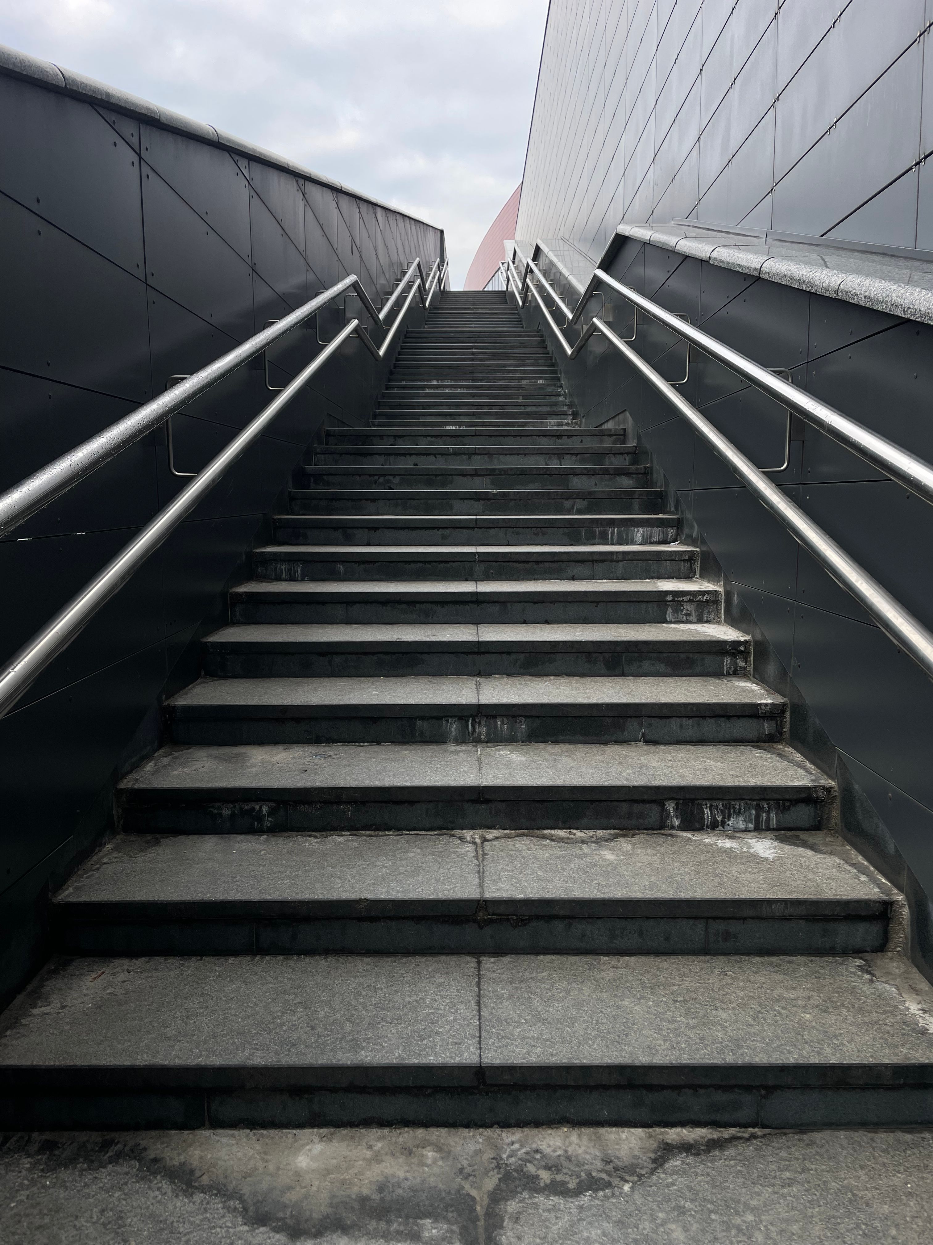 Ascending Concrete Stairway with Metal Railings · Free Stock Photo