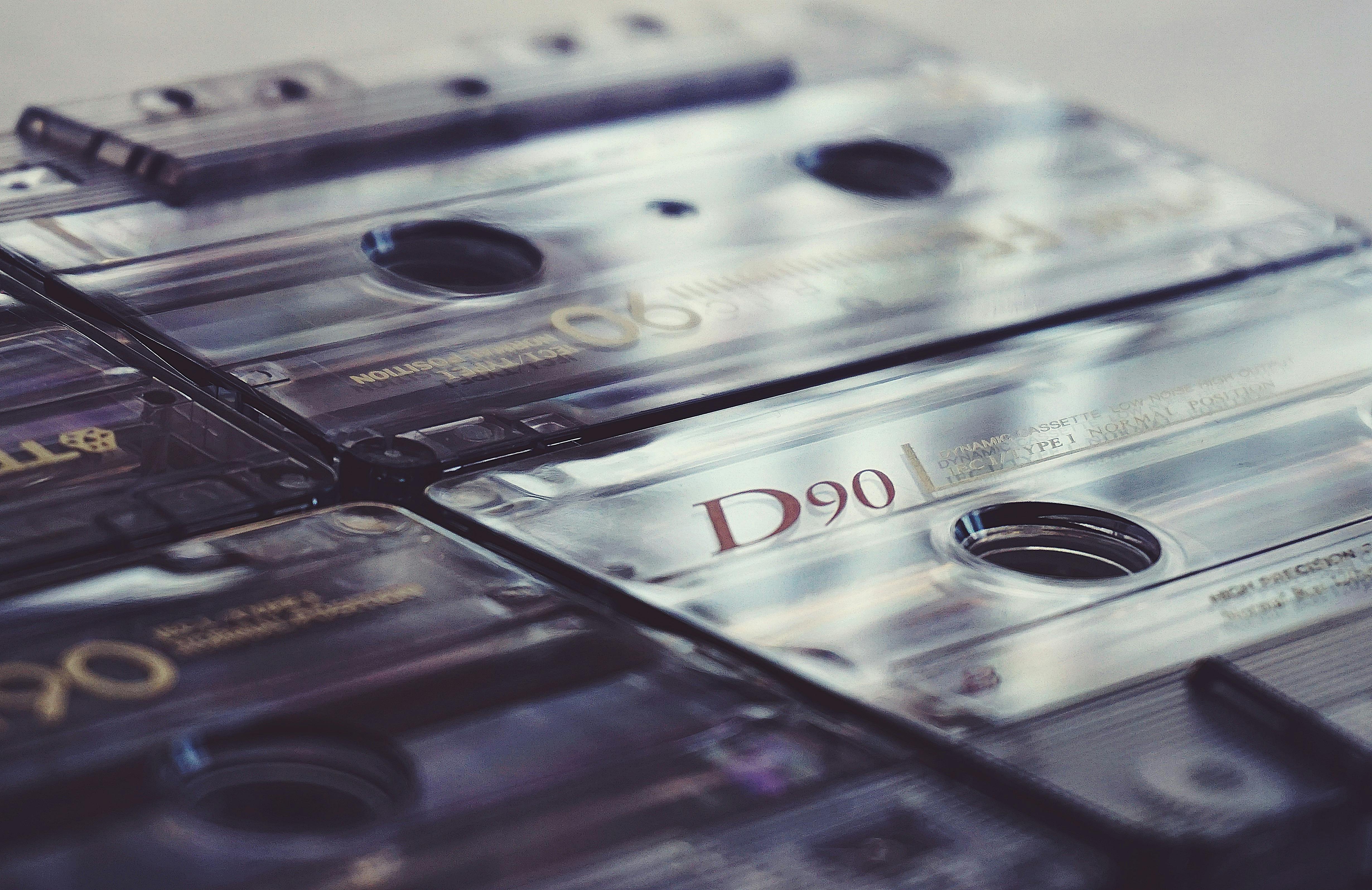 close up photo of cassette tapes