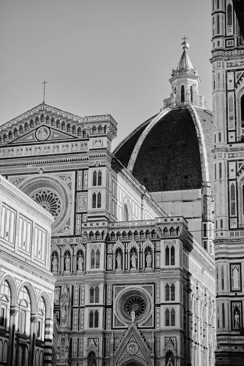 Free A captivating architectural black and white image of Florence's iconic Duomo, reflecting Italian Renaissance art. Stock Photo