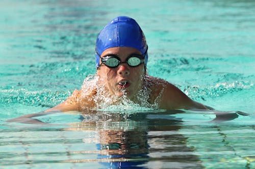 Free Photo of Person Wearing Swimming Cap and Goggles Stock Photo