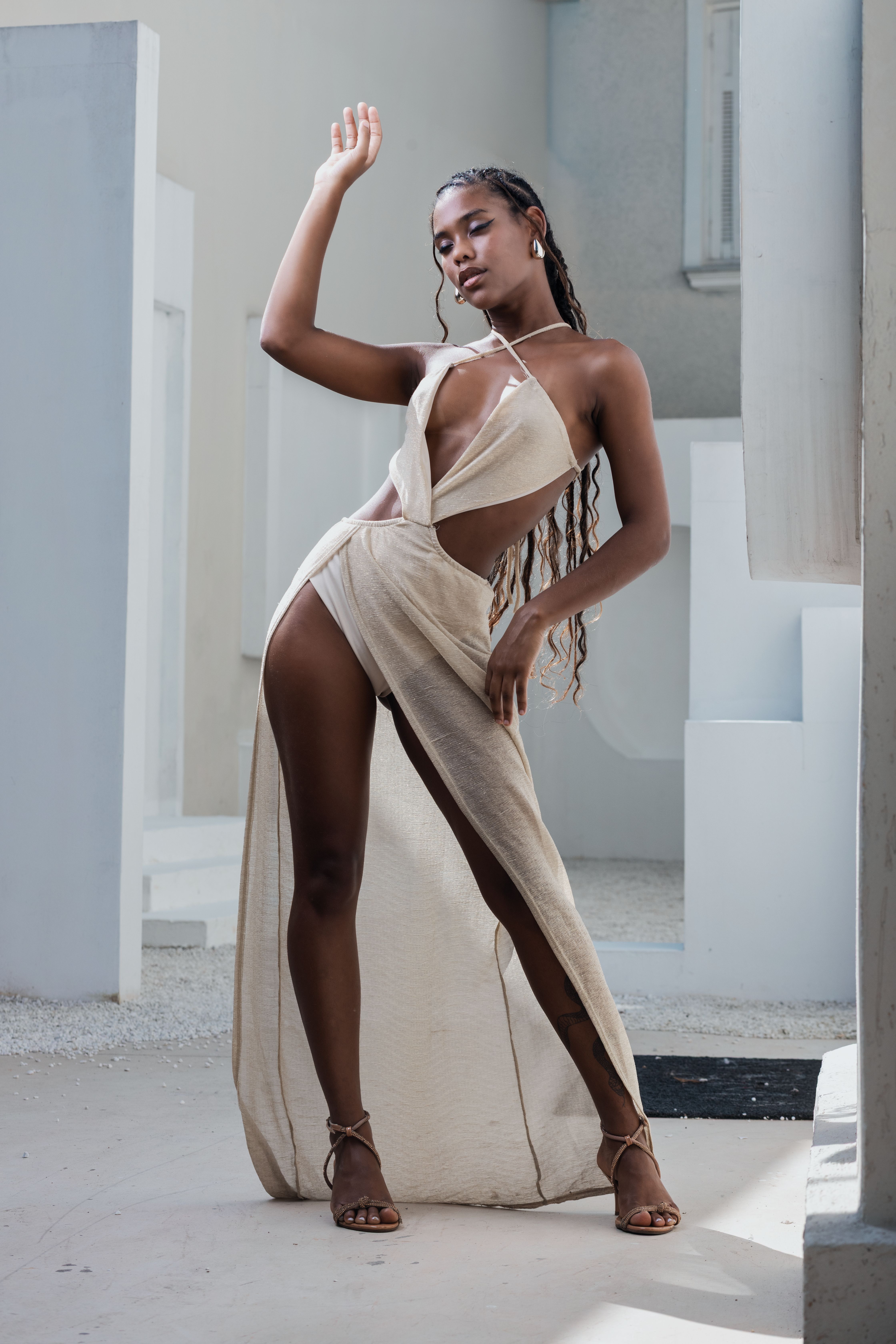 Stylish Woman in Elegant Urban Fashion Pose