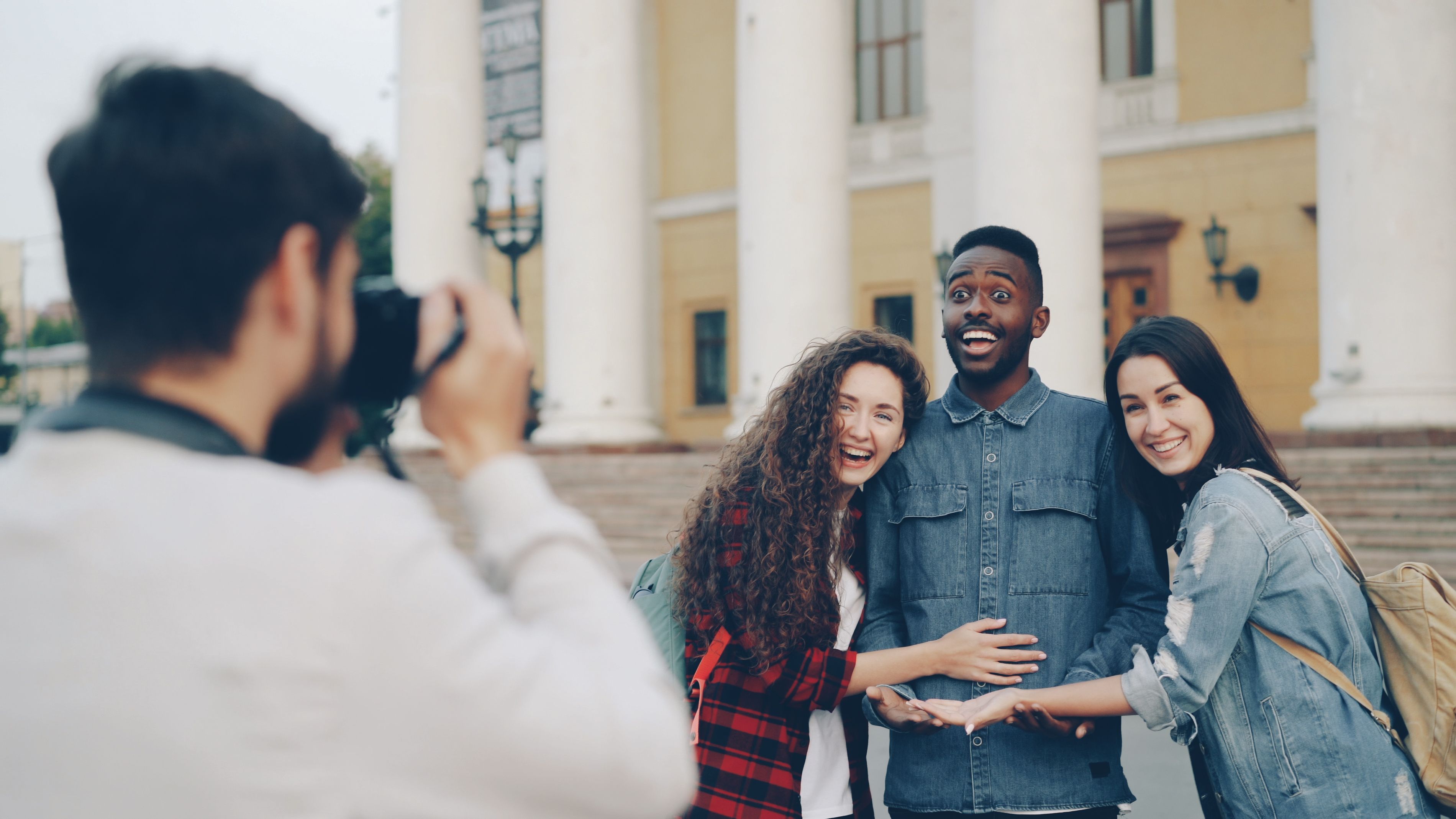Group of Friends Posing for a Joyful Photo Outdoors · Free Stock Photo