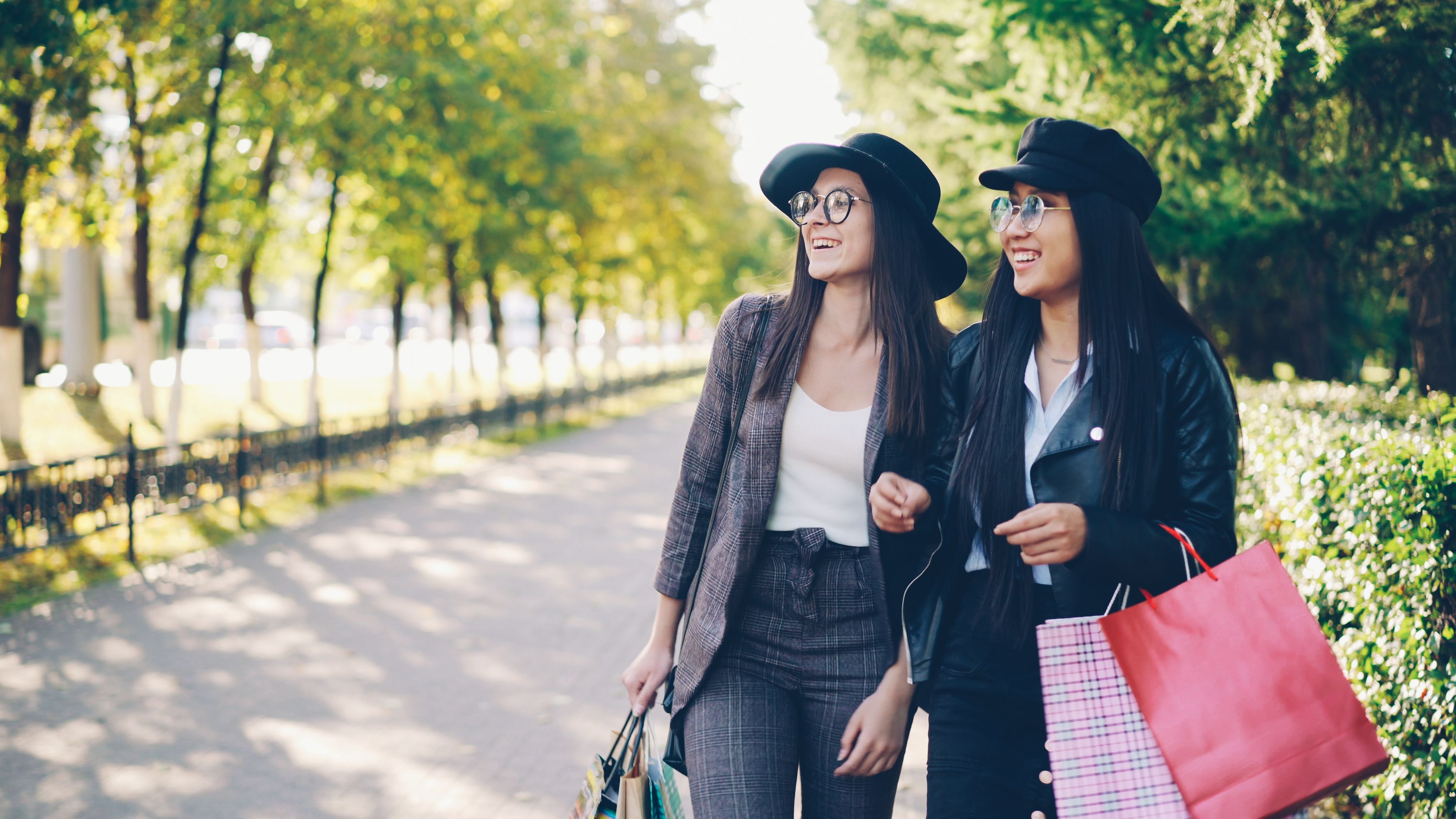 Fashionable Friends Enjoying Autumn Shopping Spree
