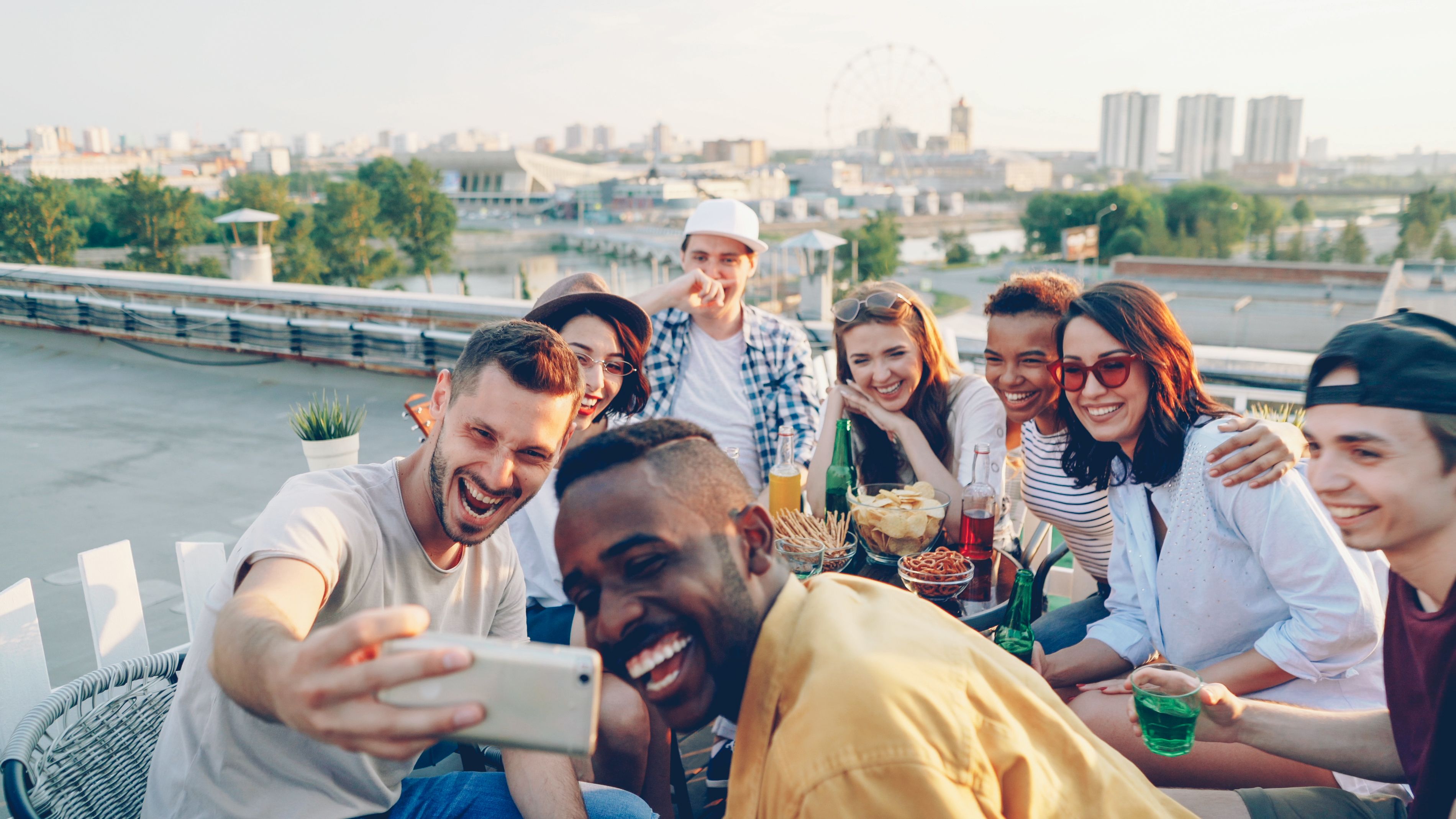 Young professionals socialising at casual meetup event