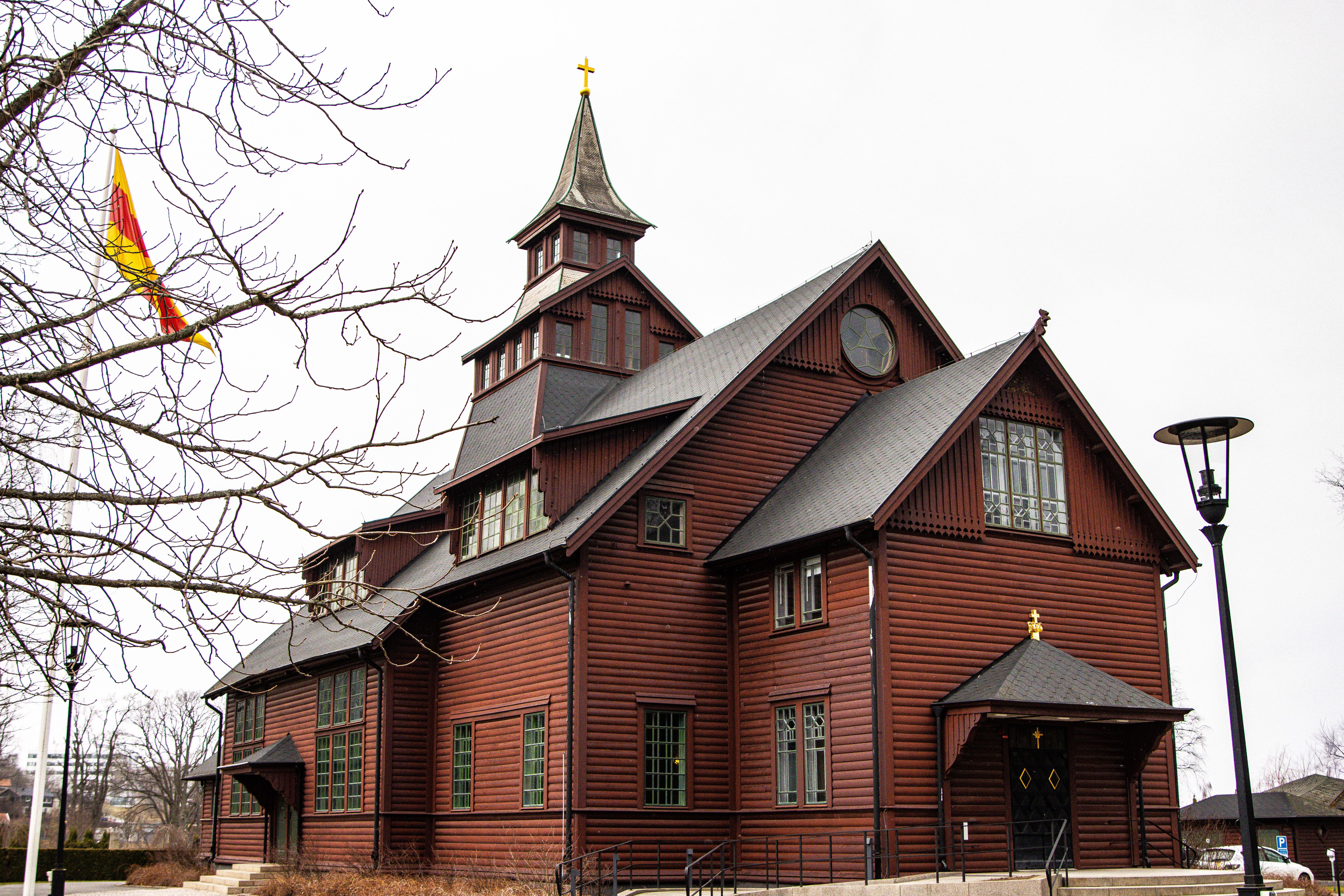Historic Wooden Church in Huskvarna, Sweden