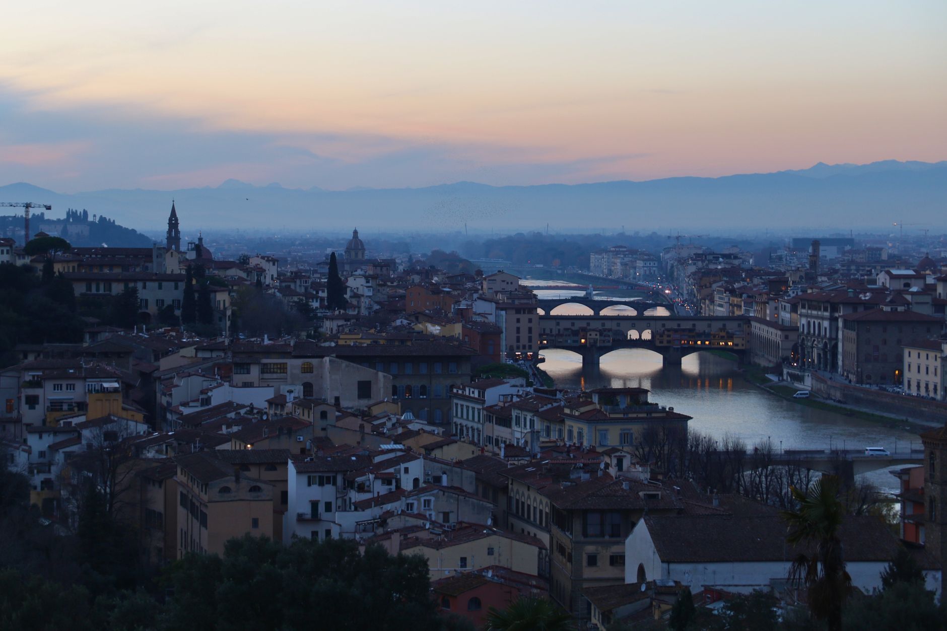 Hotel rooftop aperitivos at La Terrazza Continentale and Sesto on Arno.