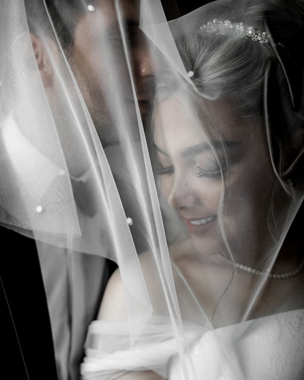 Free Photo of Woman Covered in White Wedding Veil Stock Photo